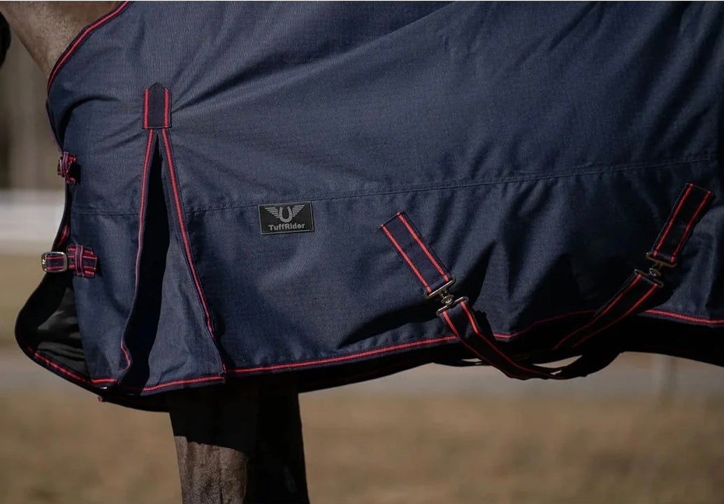 TuffRider 600D Ripstop Standard Neck LightWeight Turnout Blanket 100g (Navy)