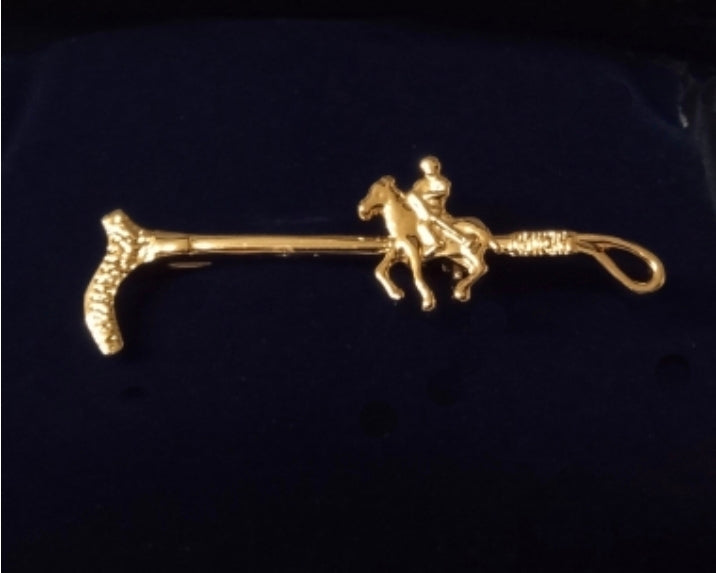 Riding Crop with Polo Player Stock Pin