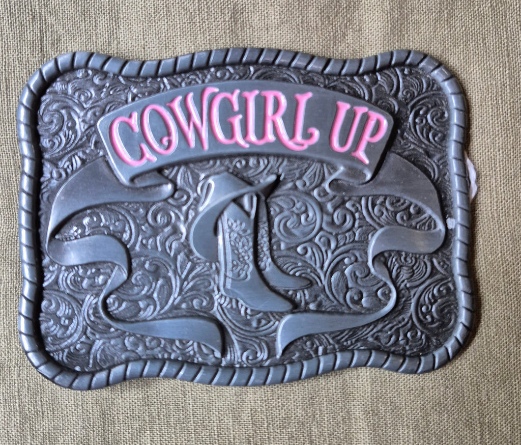 "Cowgirl Up" Square Belt Buckle