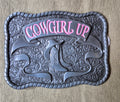 "Cowgirl Up" Square Belt Buckle