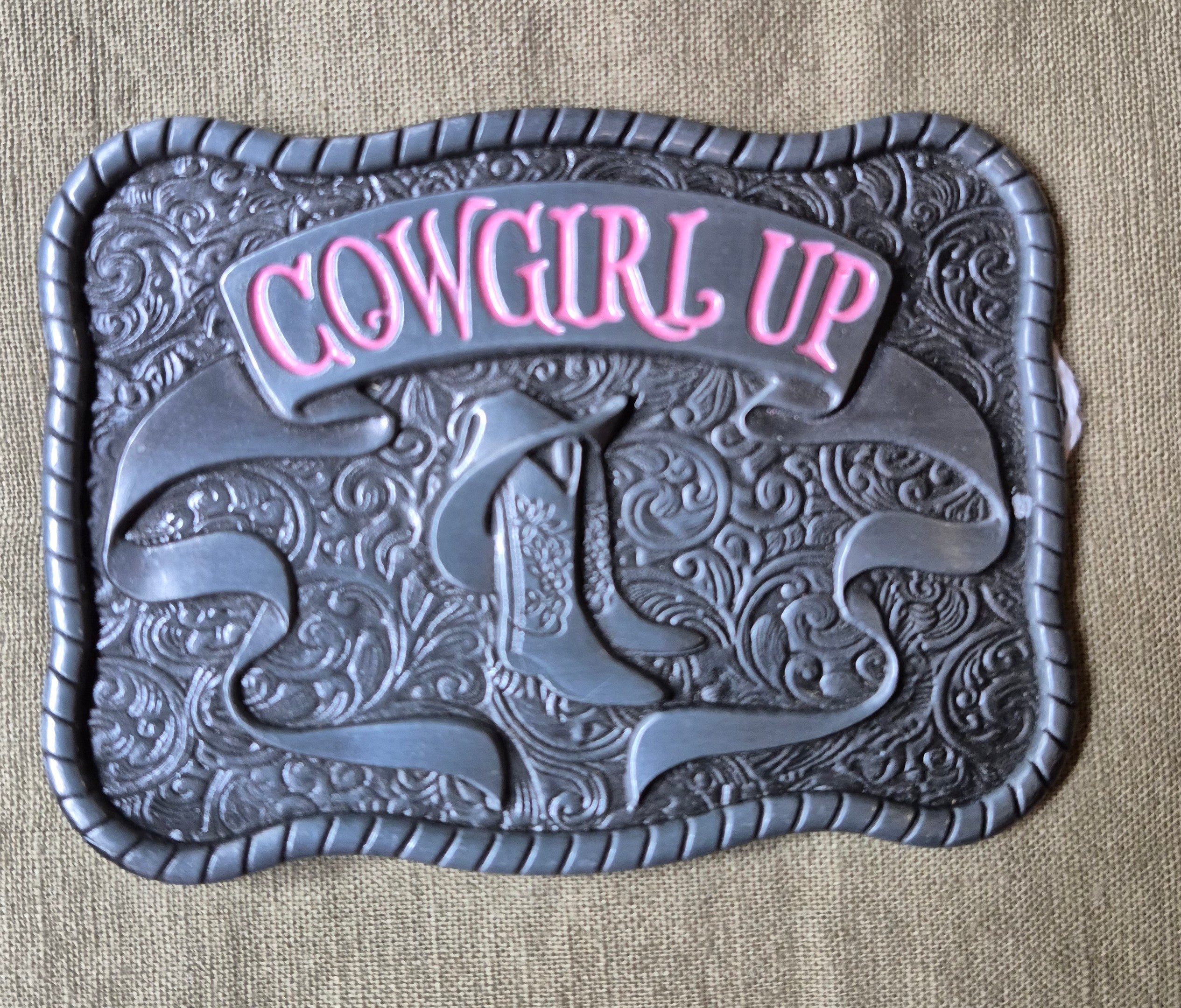 "Cowgirl Up" Square Belt Buckle