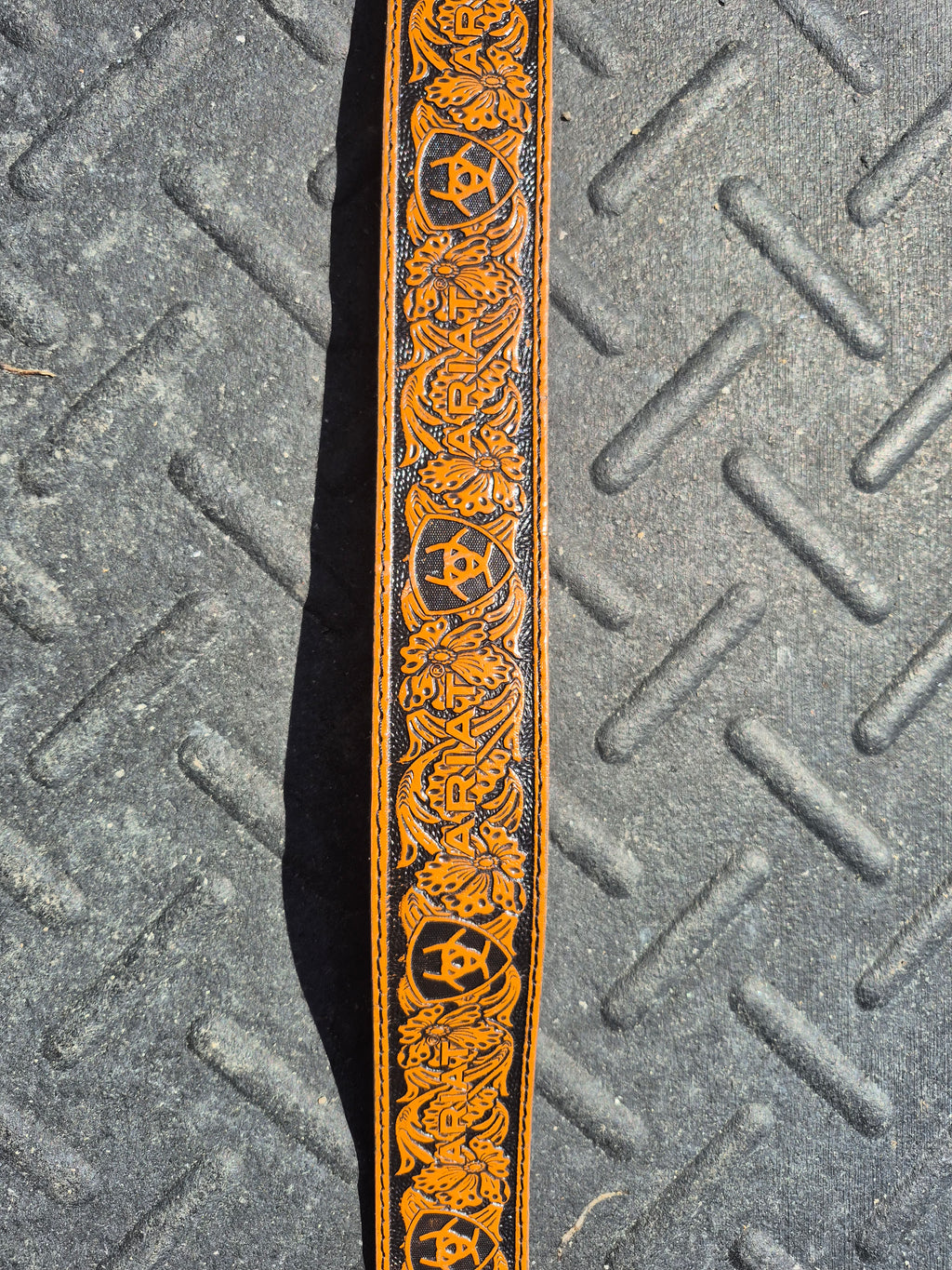 Ariat Brown Tooled Logo Belt