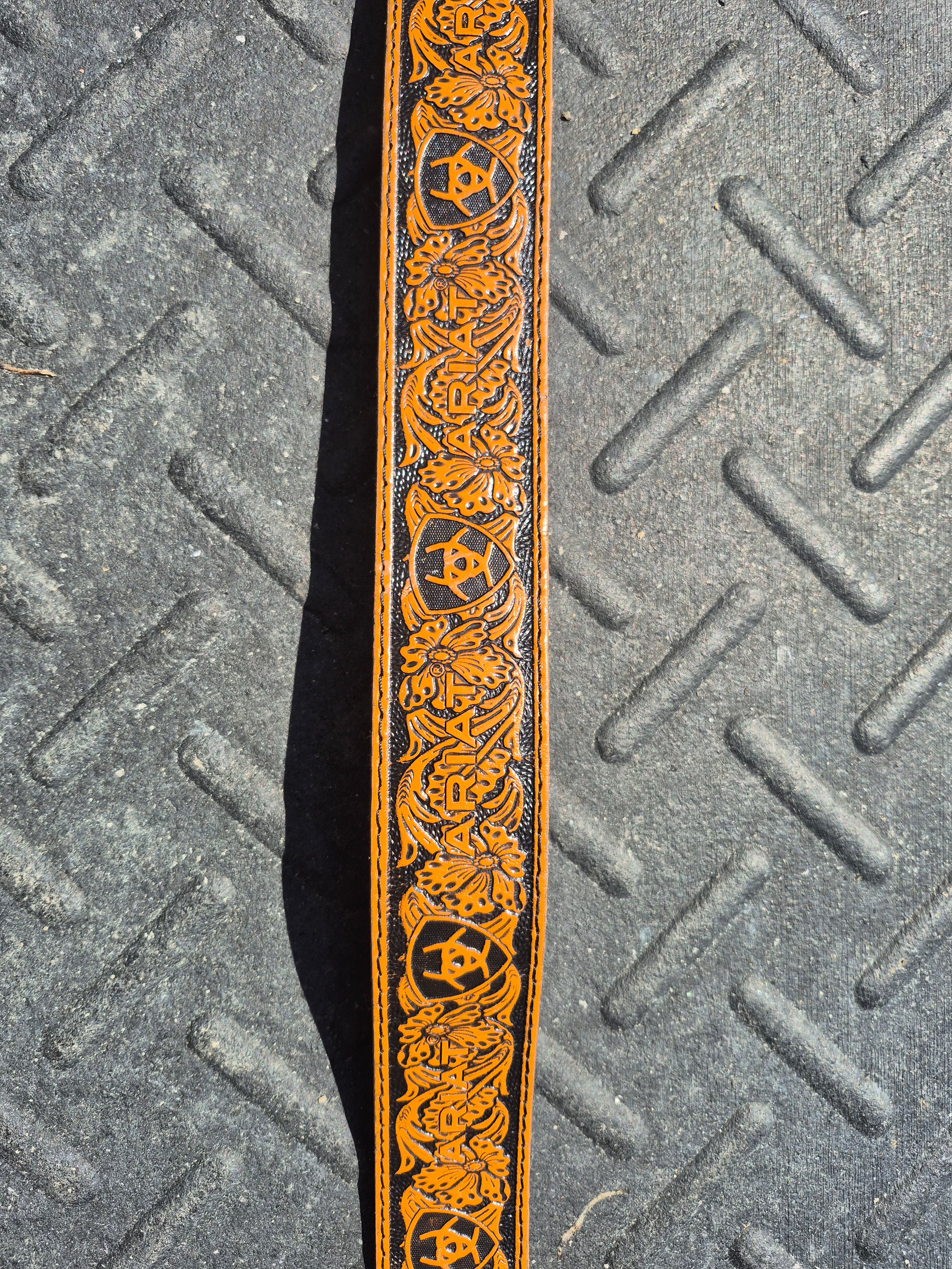 Ariat Brown Tooled Logo Belt