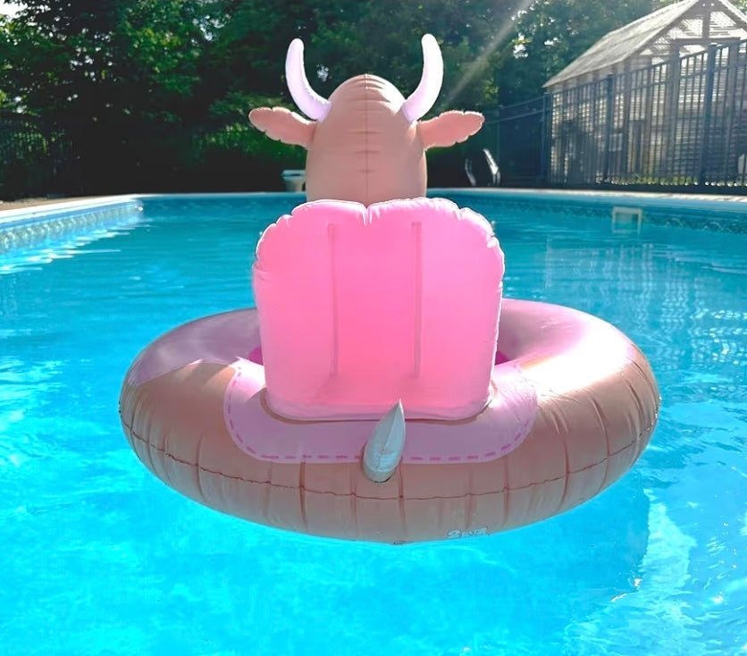 Fa-Bull-ous Floating Bull Pool Ring with Cup Holder