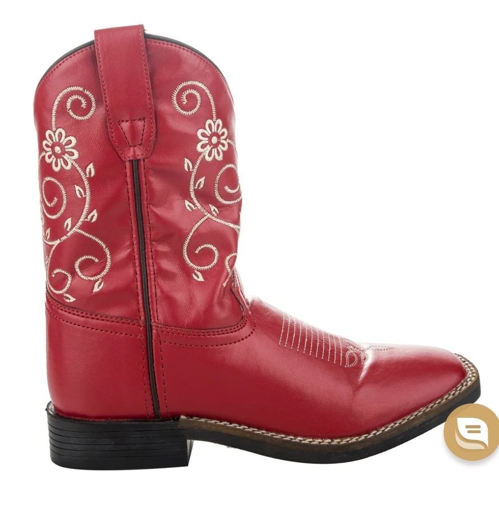 TuffRider Fire Red Floral Western Boot (Children's)