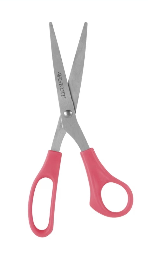 Westcott 8" All Purpose Plus Multipurpose Scissors, Stainless Steel, Bent Handle