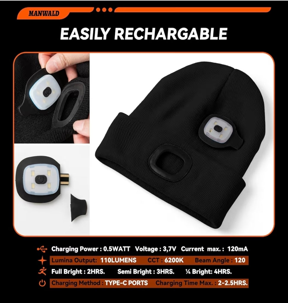 Manwald LED Beanie Hat (Rechargeable)