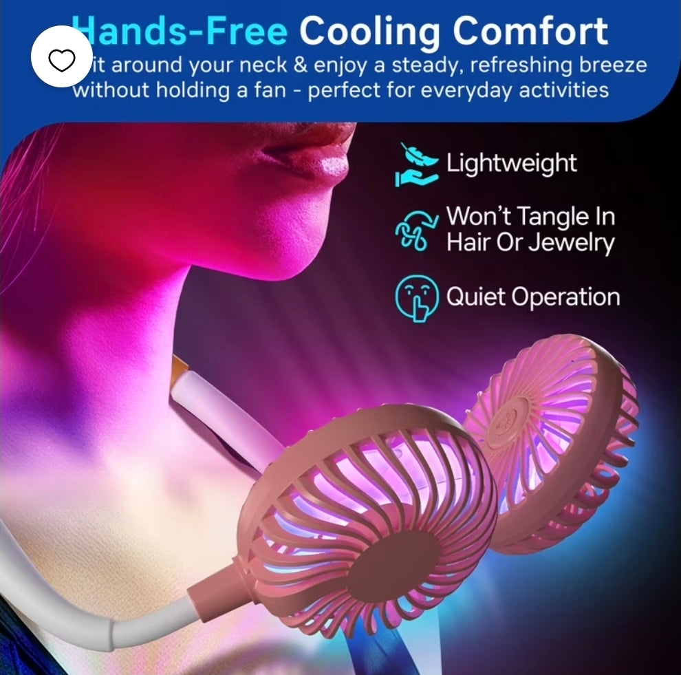 BreezeBuddy Portable Wearable Neck Fan, Hands-Free USB-C Rechargeable