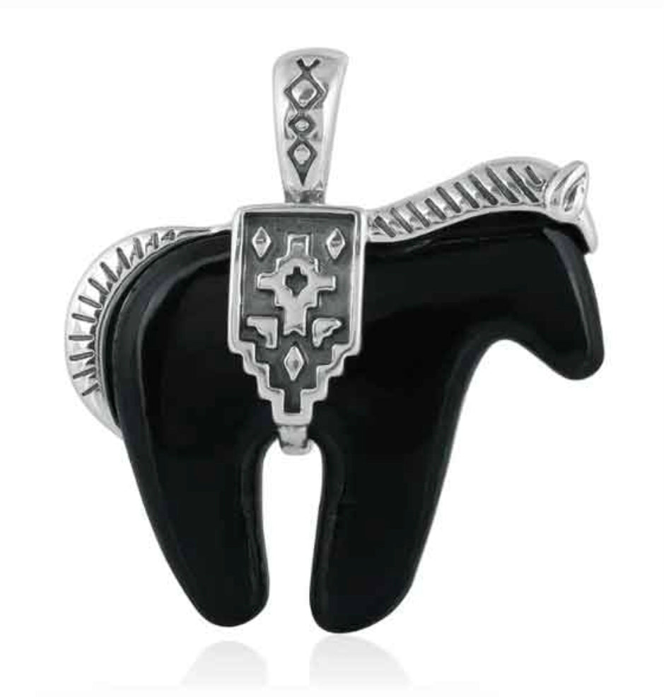 American West Sterling Gemstone Horse Enhancer Pendants
