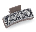 Bridled Horses Hair Clip, Silver-Finish Western Horses, 3½" Claw Clip