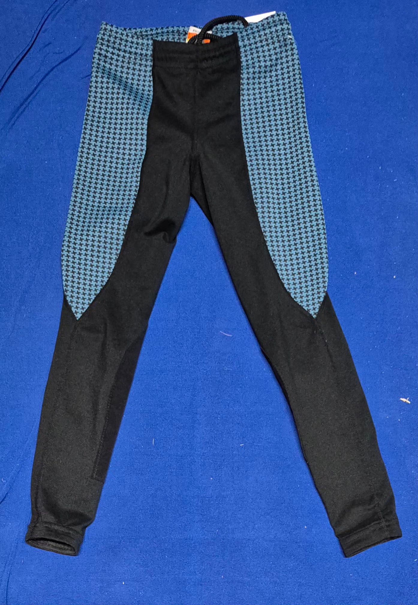 Kerrits Knee Patch Performance Tights in Blue Houndstooth (Children's)