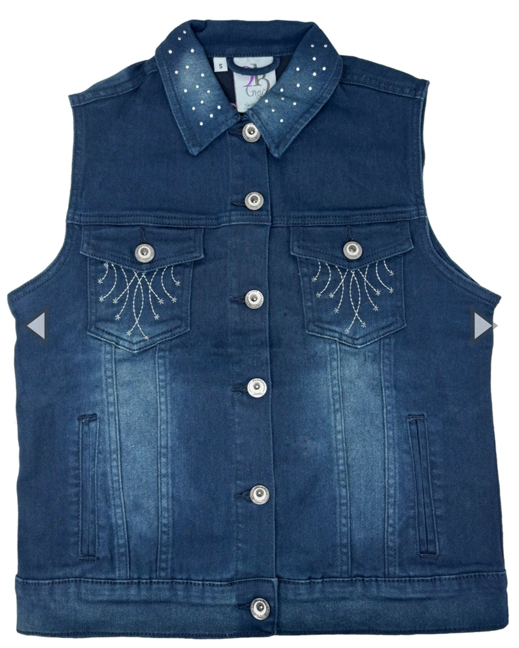 2kGrey Ladies Demin 'Ride with Passion' Embroidered Vest