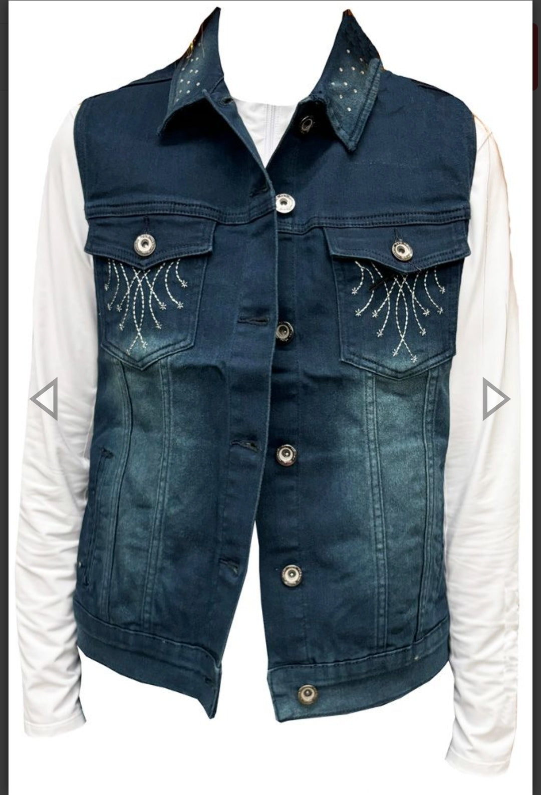 2kGrey Ladies Demin 'Ride with Passion' Embroidered Vest