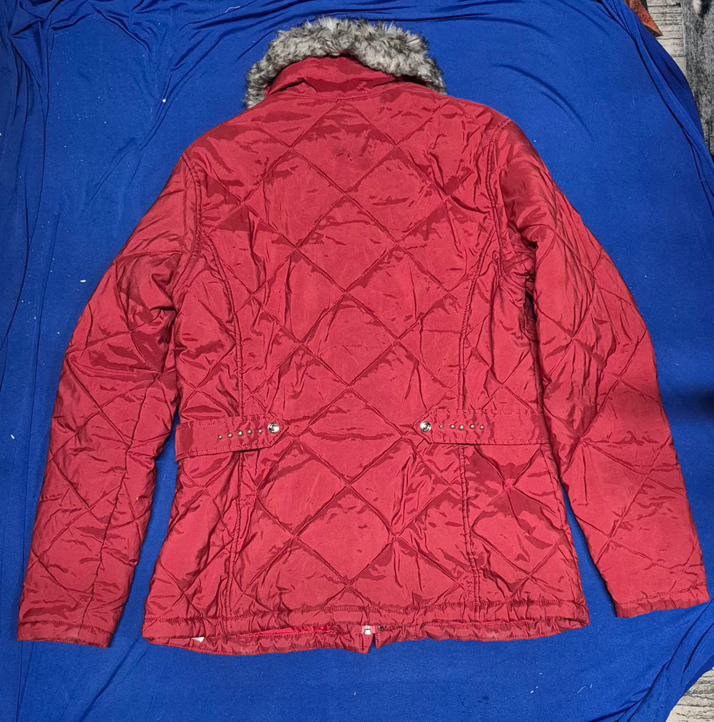 Ariat Quilted Faux Fur Collar Snap and Zip Closure Studded Jacket (Women's)