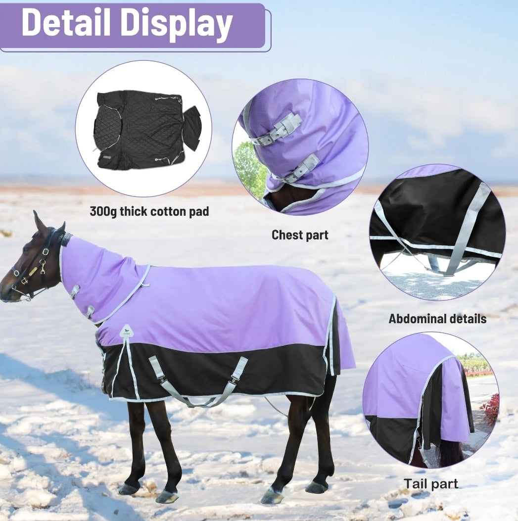 Waterproof 1600 Denier Horse Heavyweight Turnout Blanket with Detachable Neck