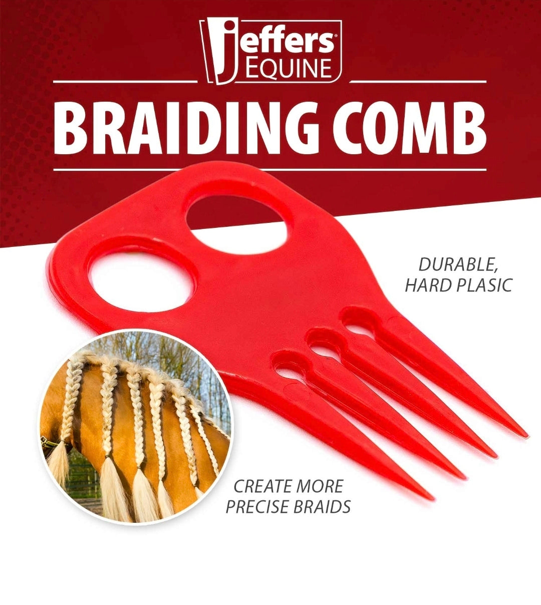 Jeffers Horse Braiding Comb – Durable Plastic Mane Braiding and Banding Tool