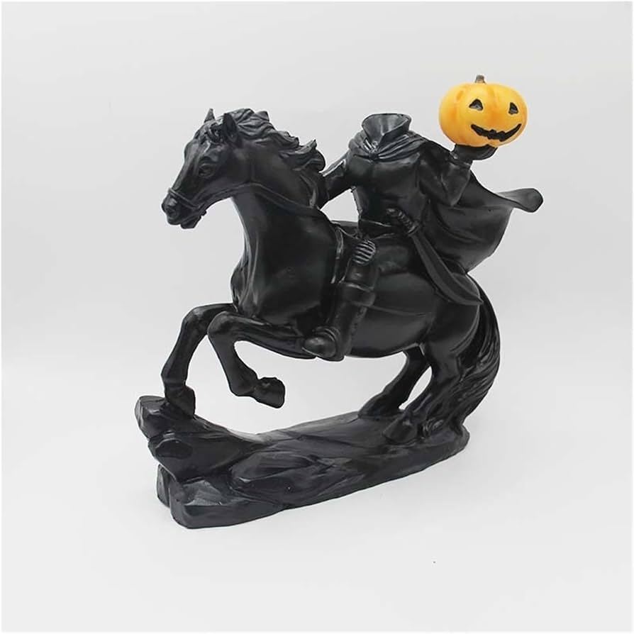 Matte Black Headless Horseman Statue