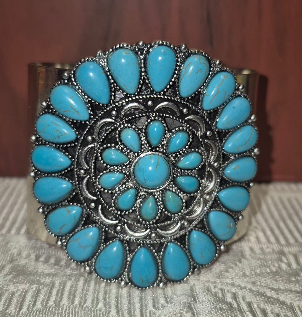 Wide Turquoise Howlite Cuff Bangle