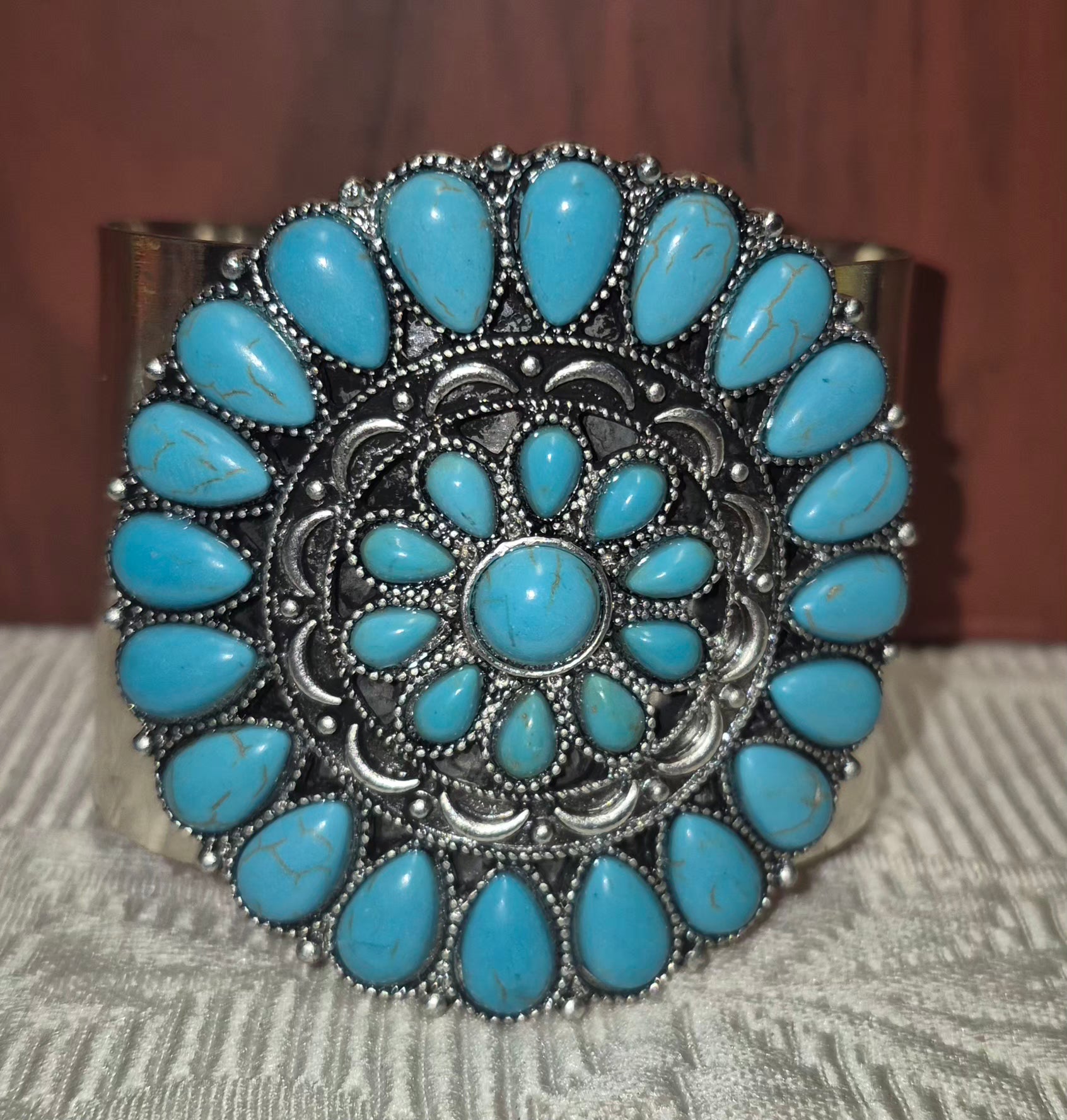 Wide Turquoise Howlite Cuff Bangle