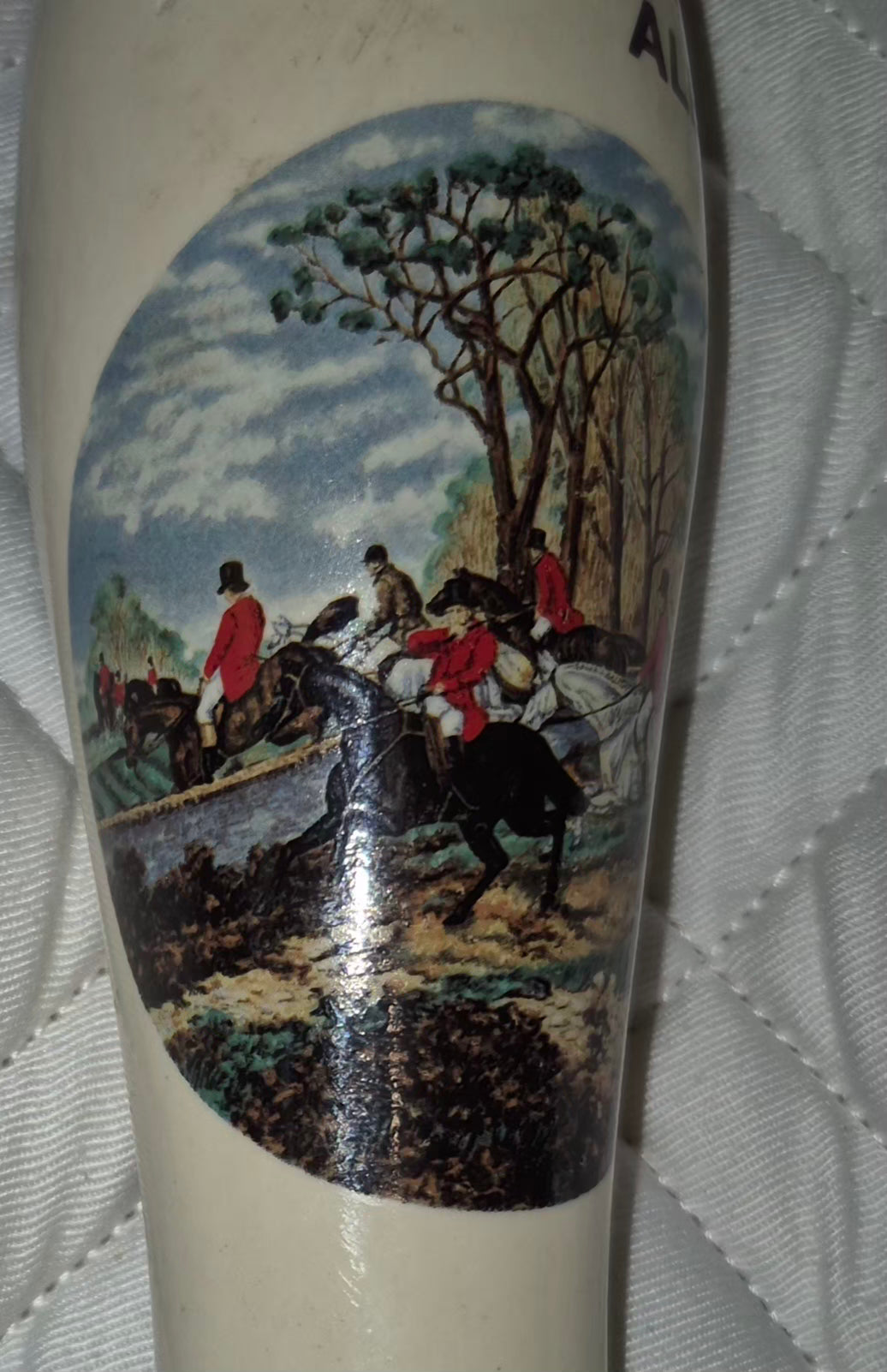 BASS ALE Beer Ceramic Tap Handle Draft Brewery Fox Hunting England 11 3/4" VTG