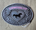 "Cowgirl Up" Oval Belt Buckle