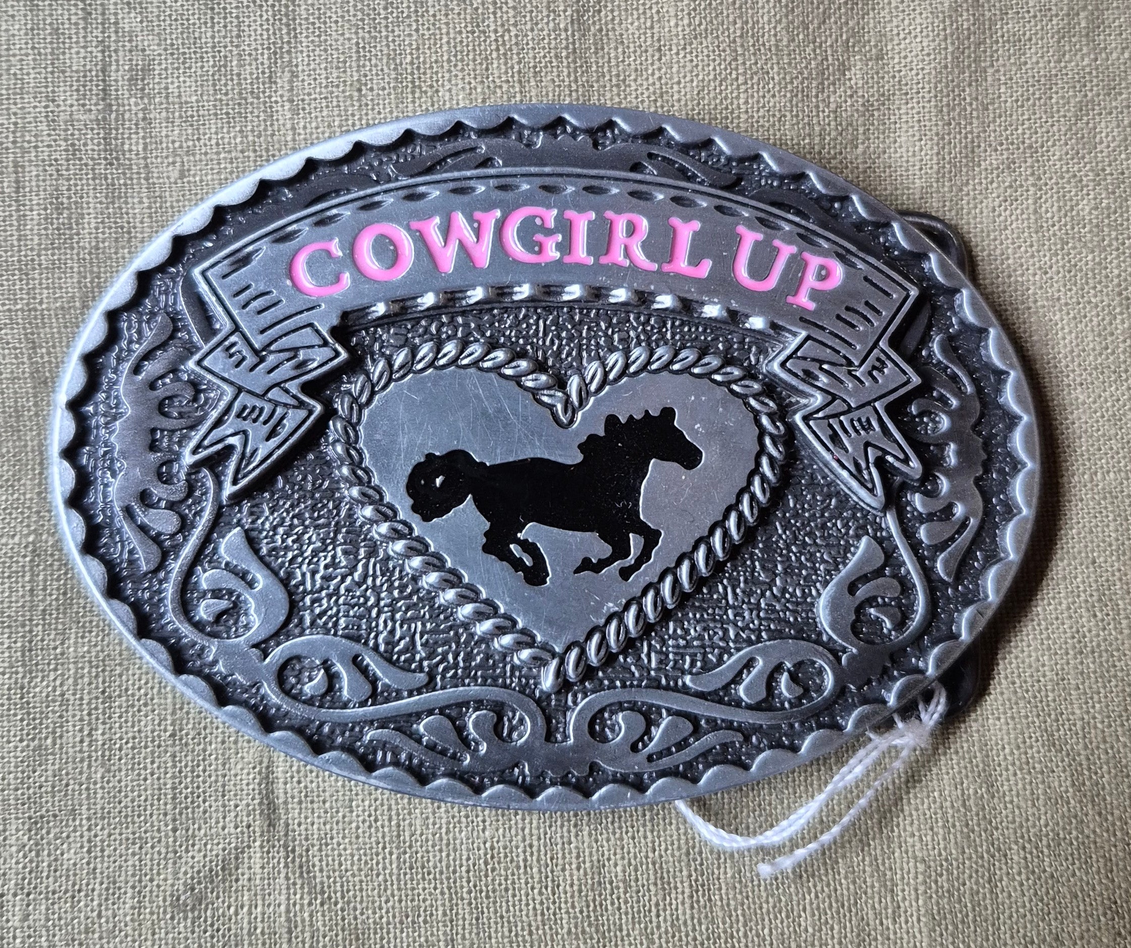 "Cowgirl Up" Oval Belt Buckle