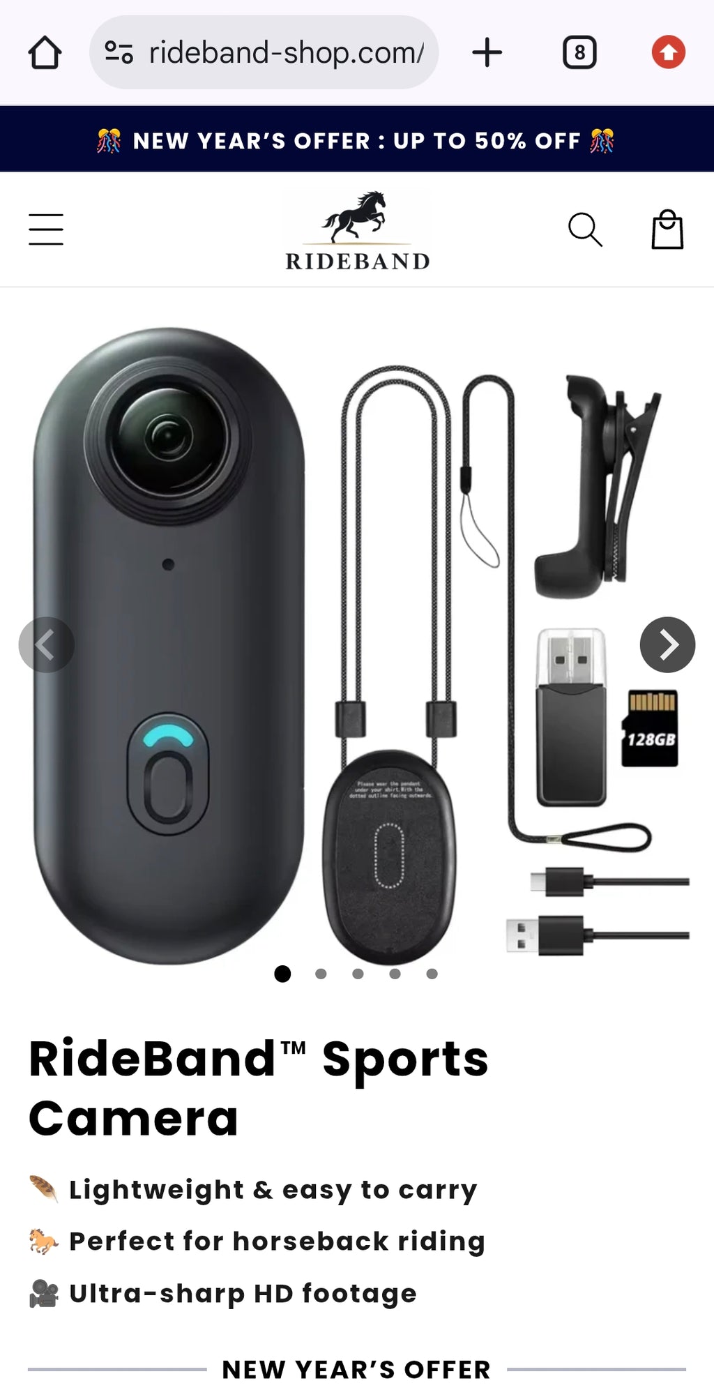 RIDEBAND SPORTS CAMERA H.264 1080P WIFI