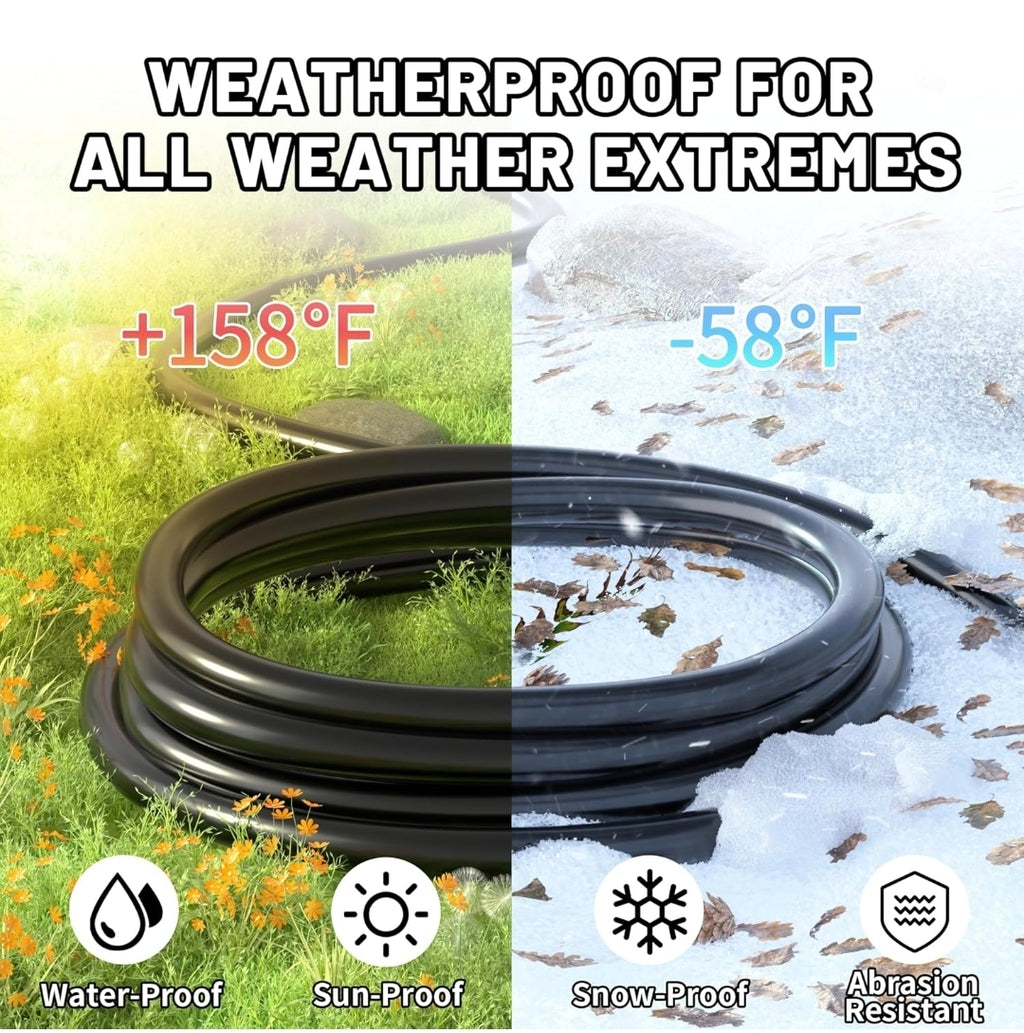 16/3 Black Indoor Outdoor Extension Cord 10 Ft Waterproof, Extension Cord with 3 Prong Grounded Plug,13A 1625W 16AWG SJTW, Flexible Weatherproof Power Cable
