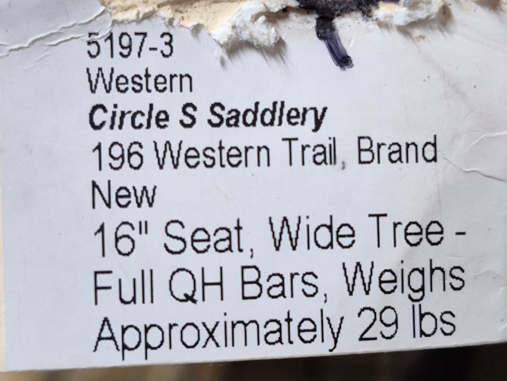 Circle S Saddlery 16" Trail Saddle