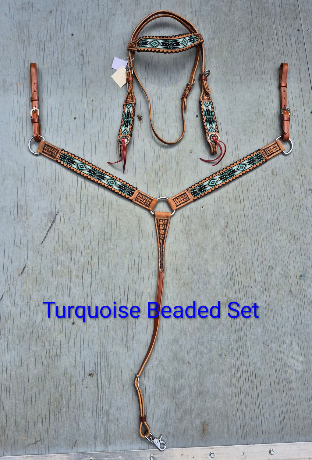 Leather Beaded Western Tack Set