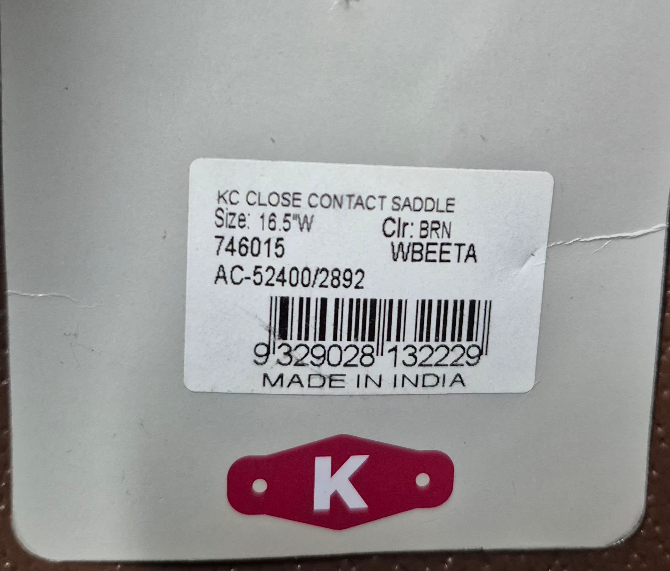 NWT Kincade Close Contact Saddle 16.5" W