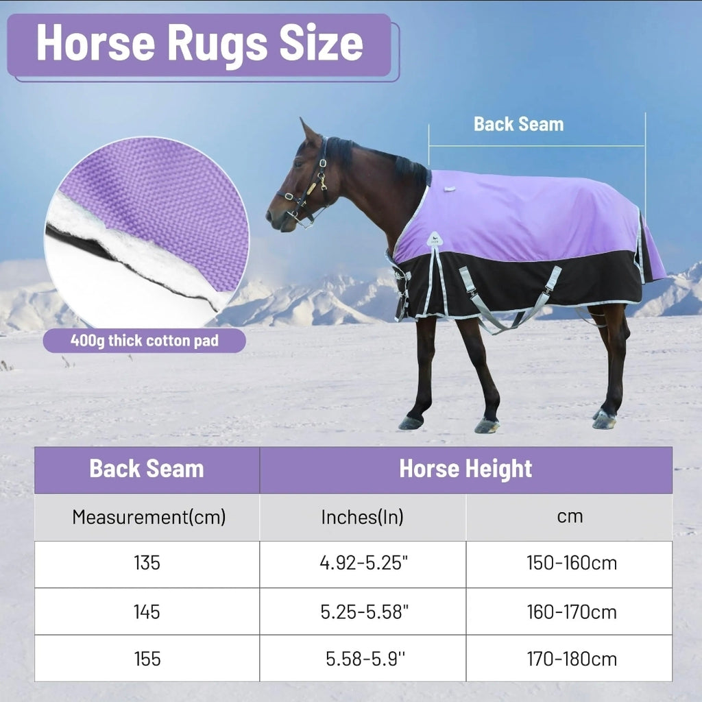 Waterproof 1600 Denier Horse Heavyweight Turnout Blanket with Detachable Neck