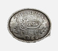 Vintage JUSTIN Champion Fancy Oval Silver Belt Buckle ~ 2.75" x 2.25" Cowboy