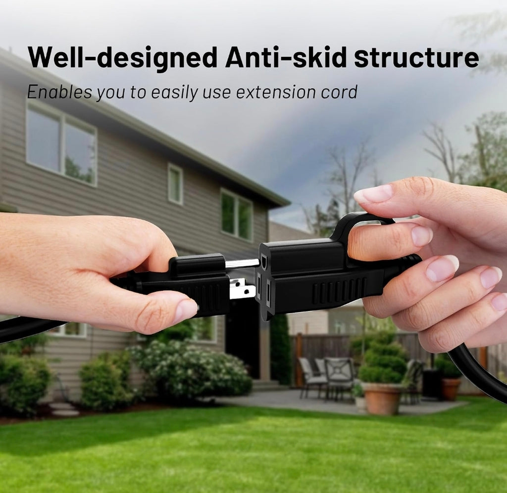 16/3 Black Indoor Outdoor Extension Cord 10 Ft Waterproof, Extension Cord with 3 Prong Grounded Plug,13A 1625W 16AWG SJTW, Flexible Weatherproof Power Cable