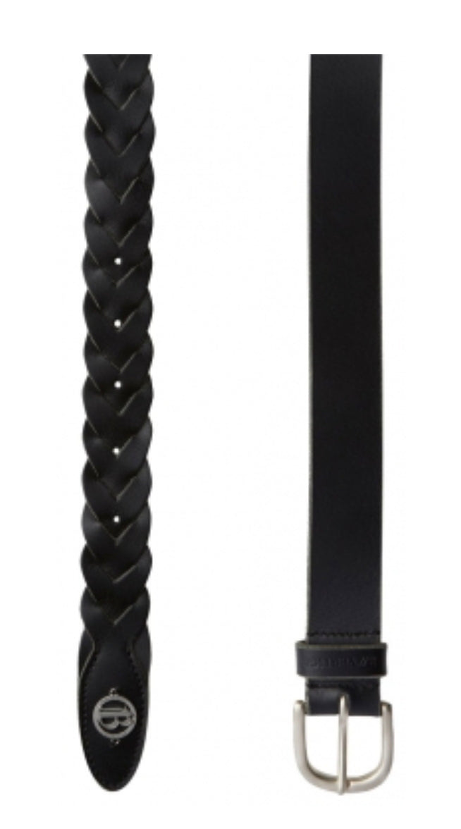 B Vertigo Leather Braided Belt, 30"