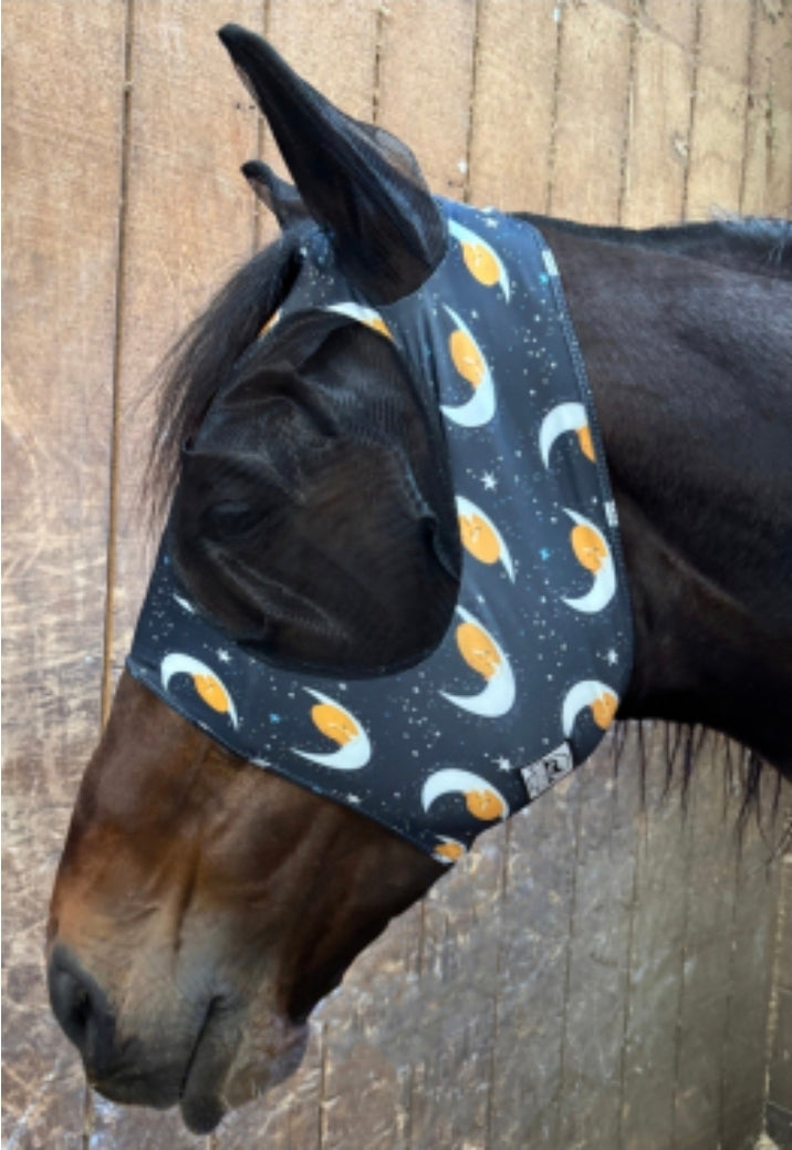 Rugged Ride Sleepy Fox Print Lycra Fly Mask With Ears