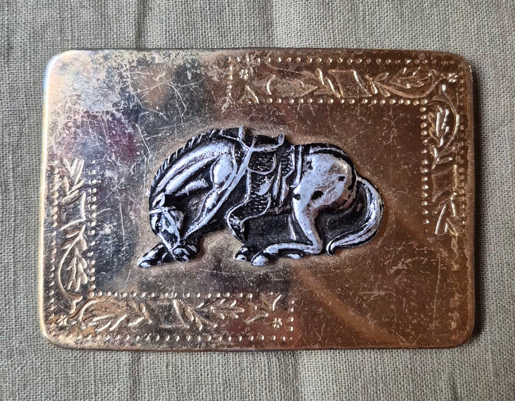Bowing Western Horse Belt Buckle