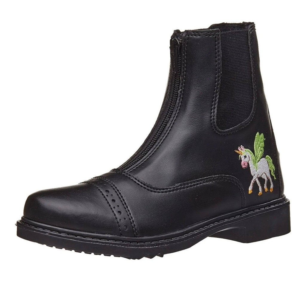 TuffRider Unicorn Starter Front Zip Paddock Boots (30127-BLK)(Children's)