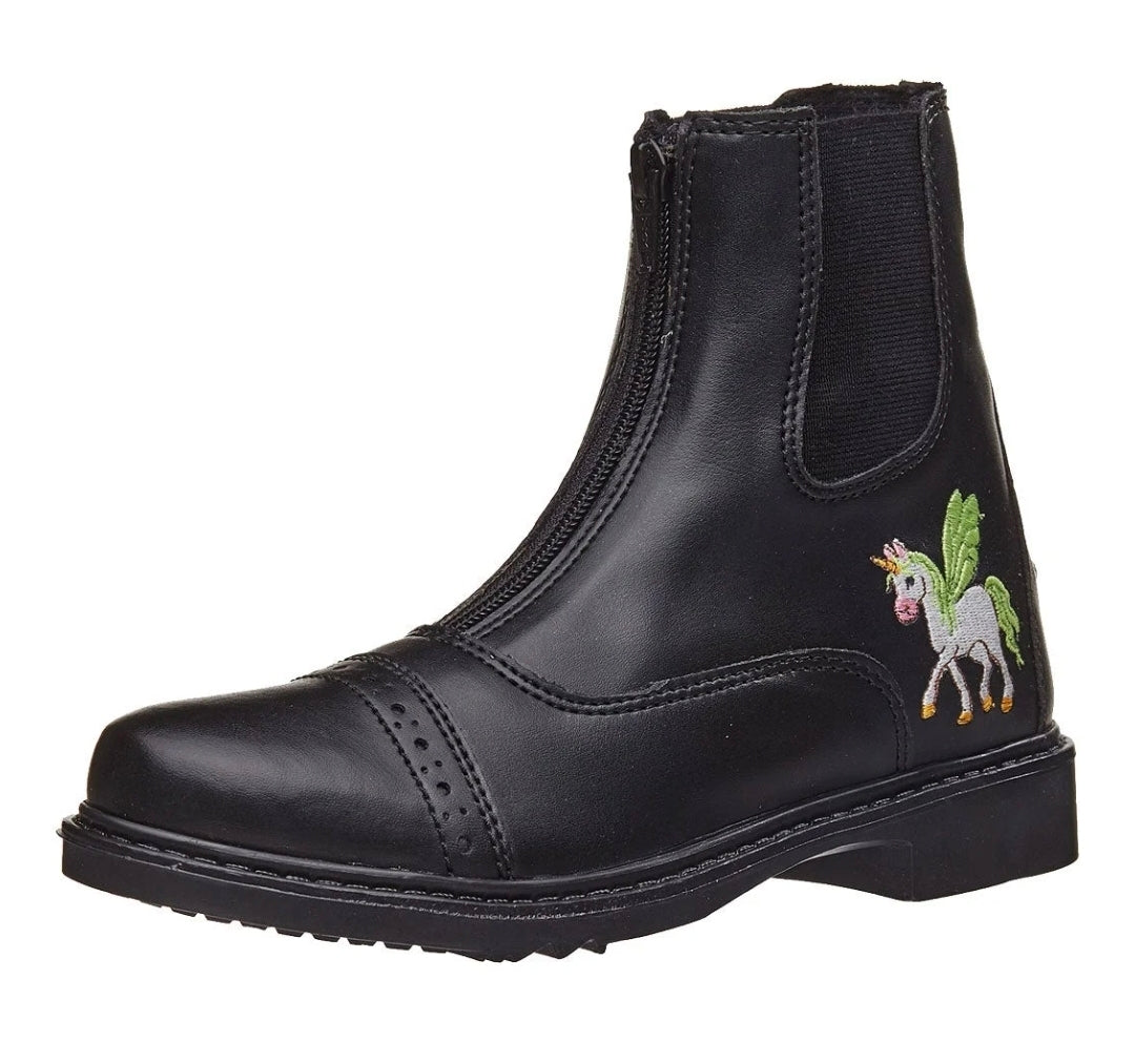 TuffRider Unicorn Starter Front Zip Paddock Boots (30127-BLK)(Children's)