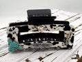 Cowhide Textured Hair Clip Turquoise Stone Western Details