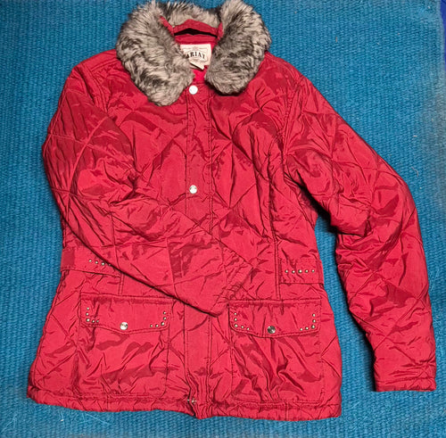 Ariat Quilted Faux Fur Collar Snap and Zip Closure Studded Jacket (Women's)