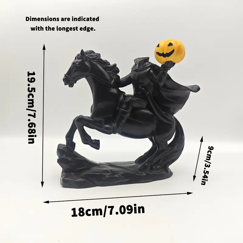 Matte Black Headless Horseman Statue