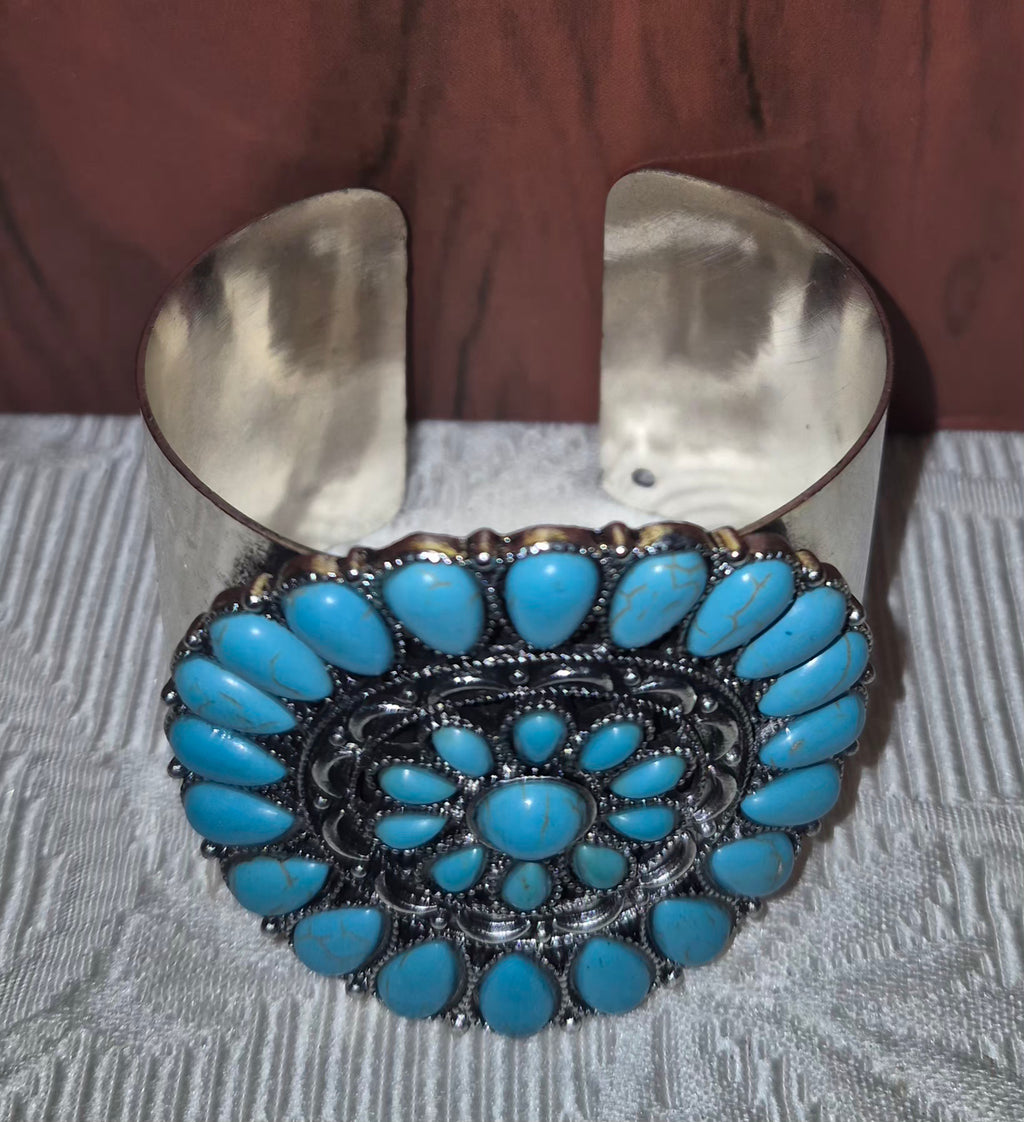 Wide Turquoise Howlite Cuff Bangle