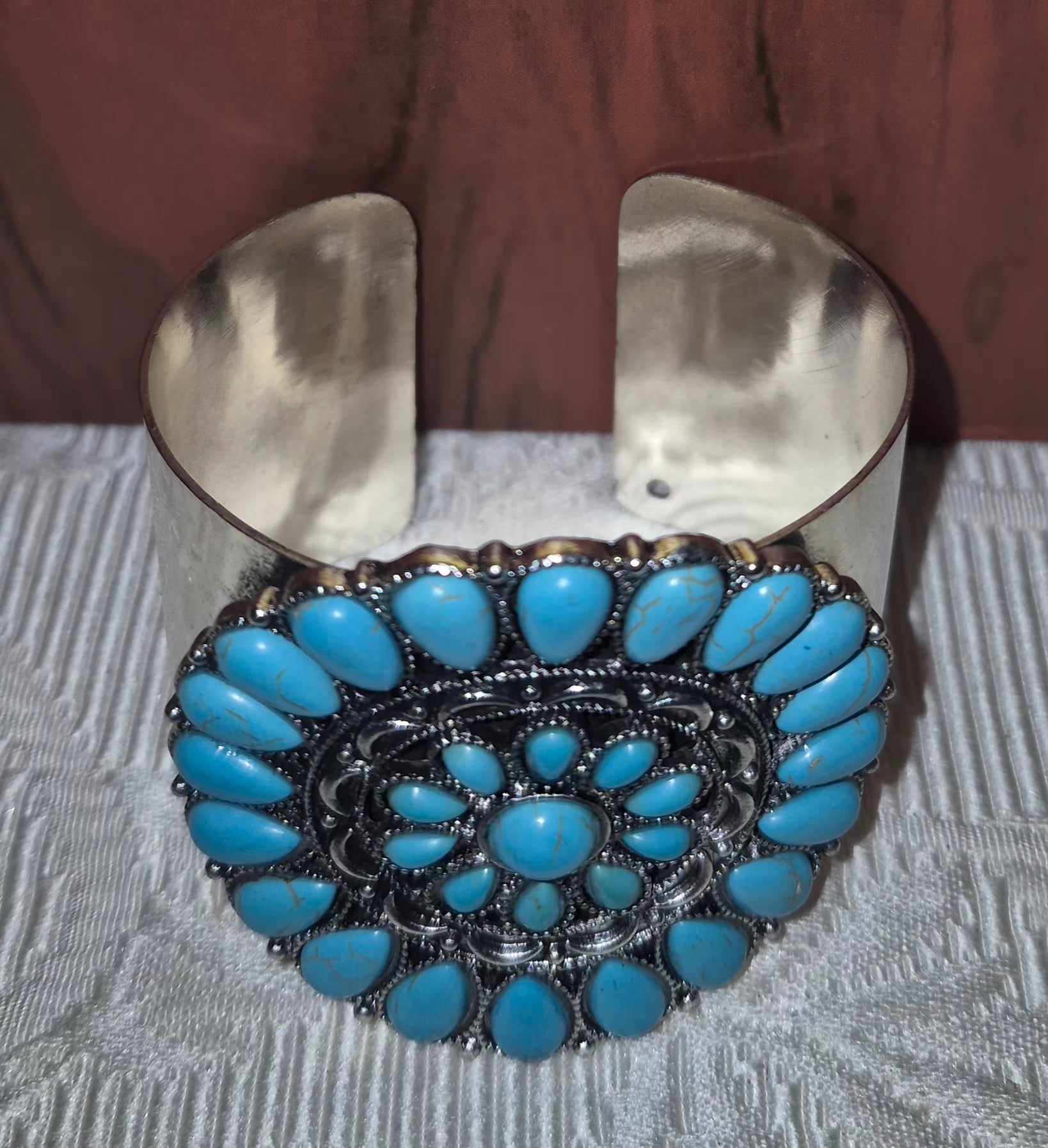 Wide Turquoise Howlite Cuff Bangle
