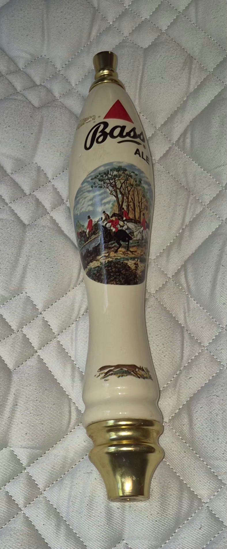 BASS ALE Beer Ceramic Tap Handle Draft Brewery Fox Hunting England 11 3/4" VTG
