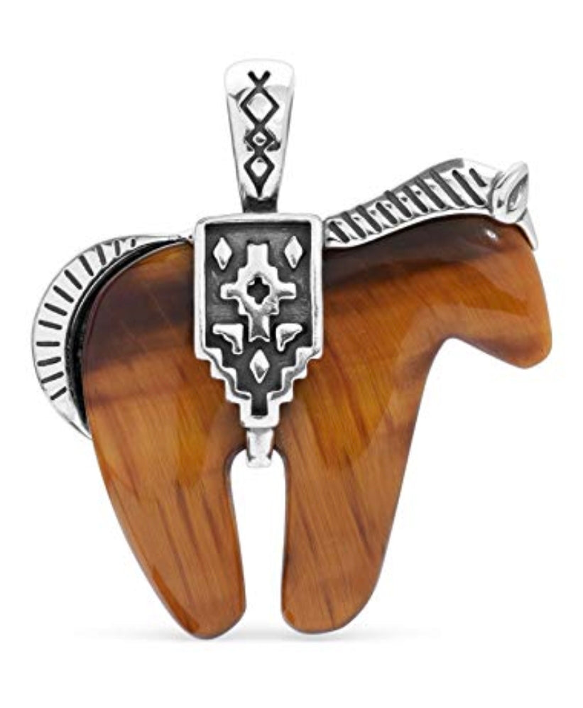 American West Sterling Gemstone Horse Enhancer Pendants