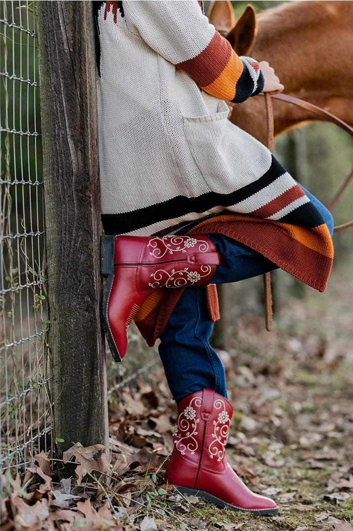 TuffRider Fire Red Floral Western Boot (Children's)