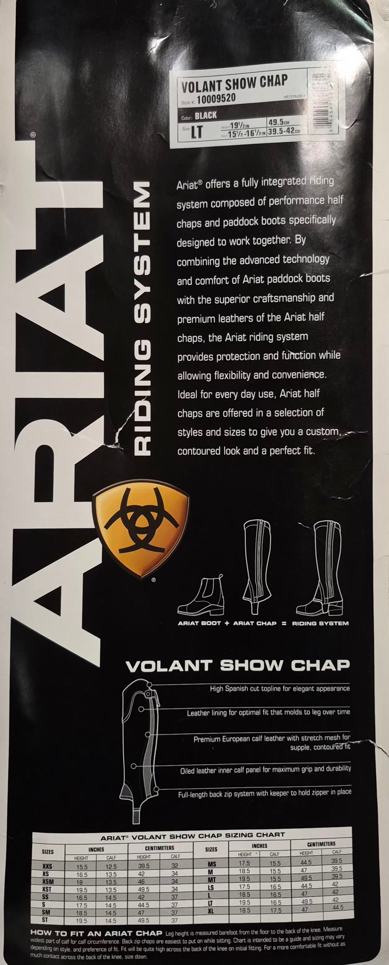 Ariat Volant Show Half Chaps