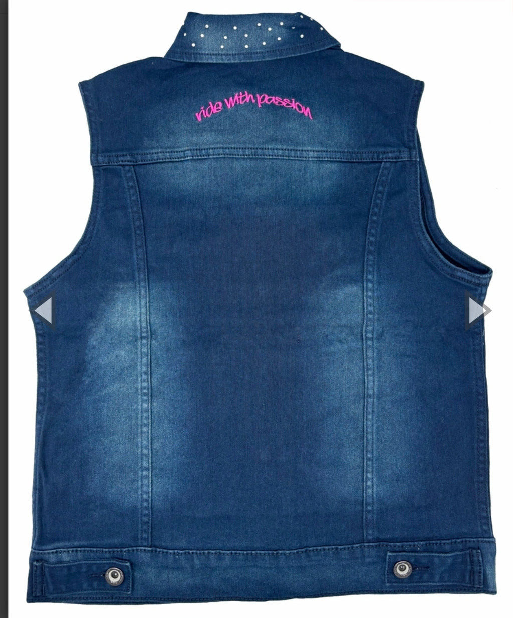 2kGrey Ladies Demin 'Ride with Passion' Embroidered Vest